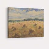 Rustic Harvest Hay Bale Field Watercolour Landscape Canvas Wall Art Print Decor Picture Ready to Hang