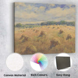 Rustic Harvest Hay Bale Field Watercolour Landscape Canvas Wall Art Print Decor Picture Ready to Hang