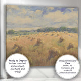 Rustic Harvest Hay Bale Field Watercolour Landscape Canvas Wall Art Print Decor Picture Ready to Hang
