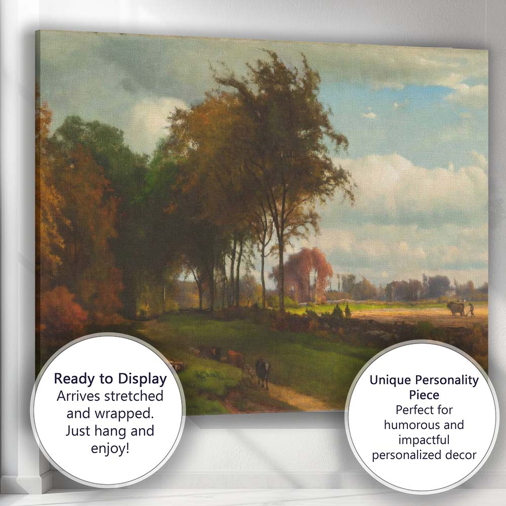 Pastoral Countryside Woodland Meadow Landscape Painting Canvas Wall Art Print Decor Picture Ready to Hang