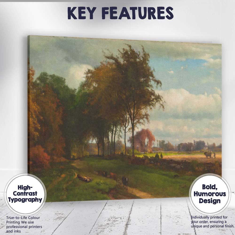 Pastoral Countryside Woodland Meadow Landscape Painting Canvas Wall Art Print Decor Picture Ready to Hang