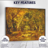 Golden Sunlit Woodland Forest Pond Landscape Painting Canvas Wall Art Print Decor Picture Ready to Hang
