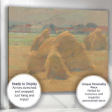 Soft Impressionist Haystacks Rural Village Harvest Landscape Canvas Wall Art Print Decor Picture Ready to Hang