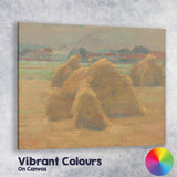 Soft Impressionist Haystacks Rural Village Harvest Landscape Canvas Wall Art Print Decor Picture Ready to Hang