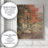 Autumn Forest Trees Warm Rustic Landscape Oil Painting Canvas Wall Art Print Decor Picture Ready to Hang