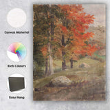 Autumn Forest Trees Warm Rustic Landscape Oil Painting Canvas Wall Art Print Decor Picture Ready to Hang