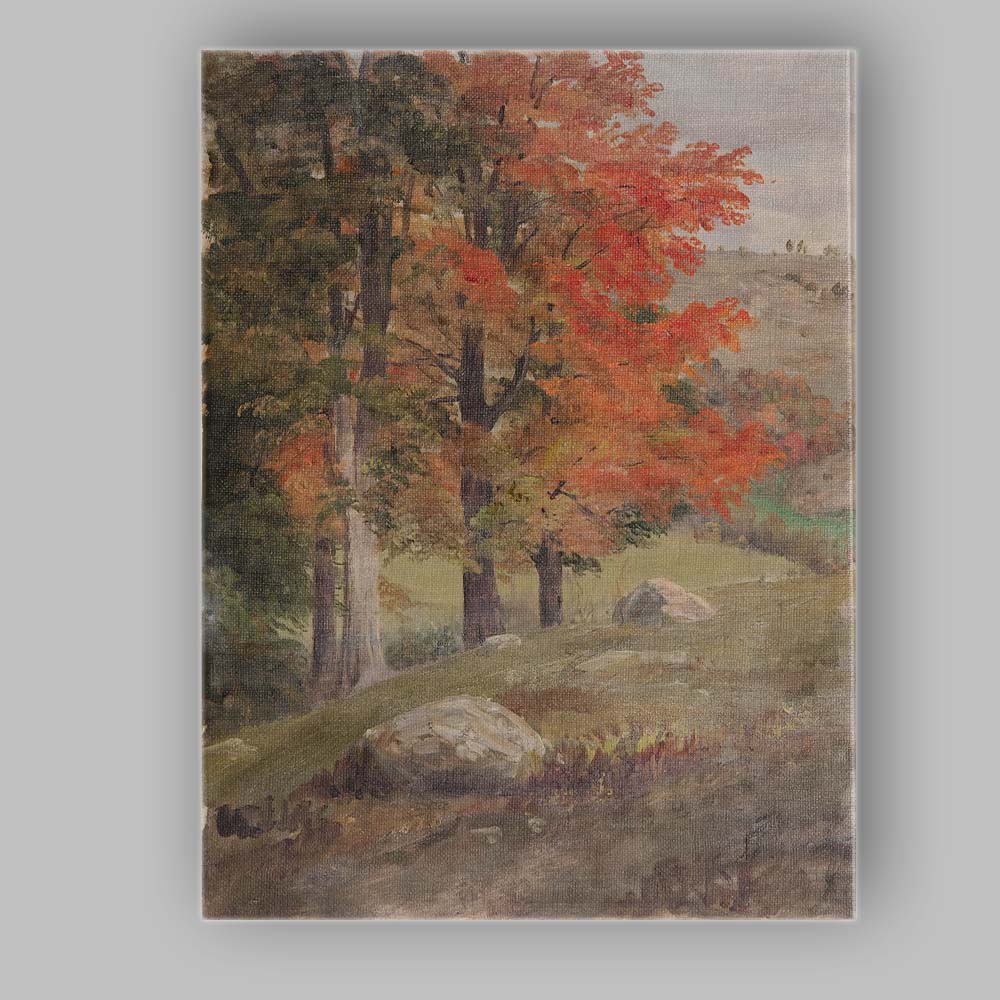 Autumn Forest Trees Warm Rustic Landscape Oil Painting Canvas Wall Art Print Decor Picture Ready to Hang