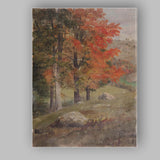 Autumn Forest Trees Warm Rustic Landscape Oil Painting Canvas Wall Art Print Decor Picture Ready to Hang