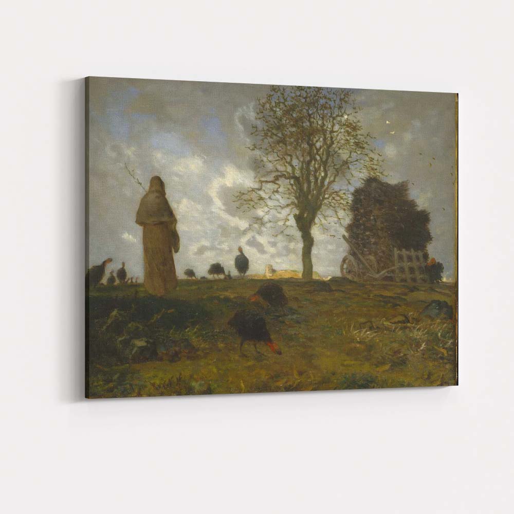 Rural Farm Figure and Hay Cart Atmospheric Landscape Canvas Wall Art Print Decor Picture Ready to Hang