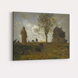 Rural Farm Figure and Hay Cart Atmospheric Landscape Canvas Wall Art Print Decor Picture Ready to Hang