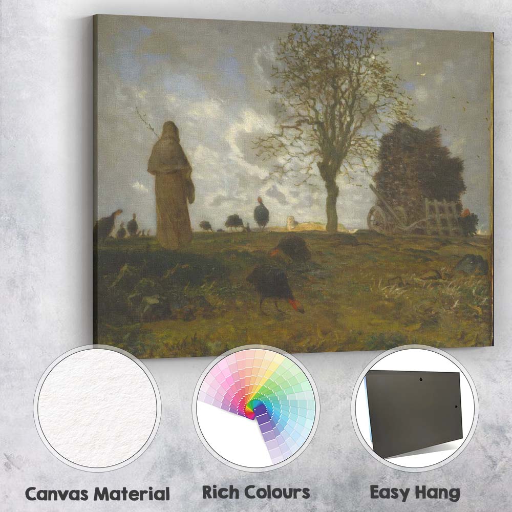 Rural Farm Figure and Hay Cart Atmospheric Landscape Canvas Wall Art Print Decor Picture Ready to Hang