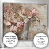 Soft Blush Floral Bouquet Abstract Still Life Canvas Wall Art Print Decor Picture Ready to Hang