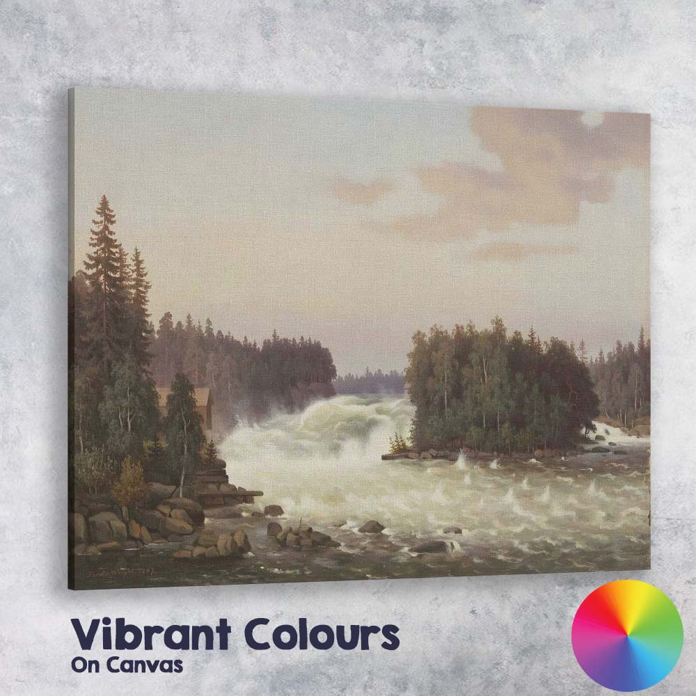 Dramatic Forest Waterfall River Rapids Scenic Landscape Canvas Wall Art Print Decor Picture Ready to Hang