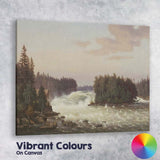 Dramatic Forest Waterfall River Rapids Scenic Landscape Canvas Wall Art Print Decor Picture Ready to Hang
