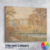 Elegant Country House Garden Lake Landscape Watercolour Canvas Wall Art Print Decor Picture Ready to Hang