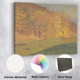 Golden Autumn Forest Hillside Landscape Painting Canvas Wall Art Print Decor Picture Ready to Hang