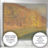 Golden Autumn Forest Hillside Landscape Painting Canvas Wall Art Print Decor Picture Ready to Hang