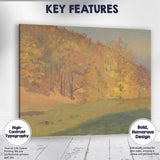 Golden Autumn Forest Hillside Landscape Painting Canvas Wall Art Print Decor Picture Ready to Hang
