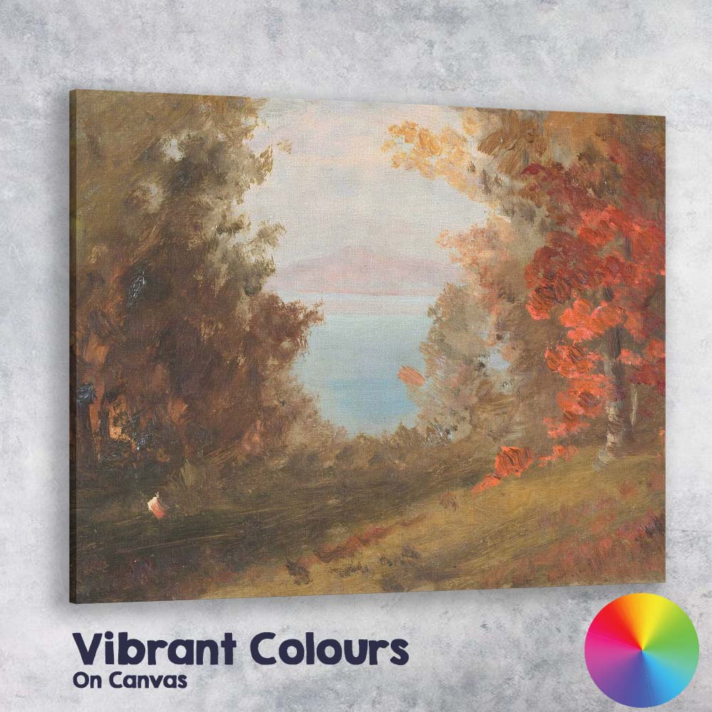 Autumn Woodland Lake View Romantic Impressionist Landscape Canvas Wall Art Print Decor Picture Ready to Hang