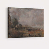 Atmospheric Historic Riverside Harbour Cityscape Impressionist Painting Canvas Wall Art Print Decor Picture Ready to Hang