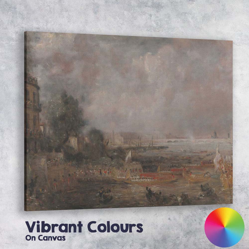Atmospheric Historic Riverside Harbour Cityscape Impressionist Painting Canvas Wall Art Print Decor Picture Ready to Hang