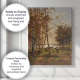 Sunlit Birch Forest Cattle Lakeside Pastoral Landscape Canvas Wall Art Print Decor Picture Ready to Hang