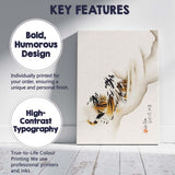 Japanese Sumi E Tiger Minimalist Ink Wash Painting Canvas Wall Art Print Decor Picture Ready to Hang