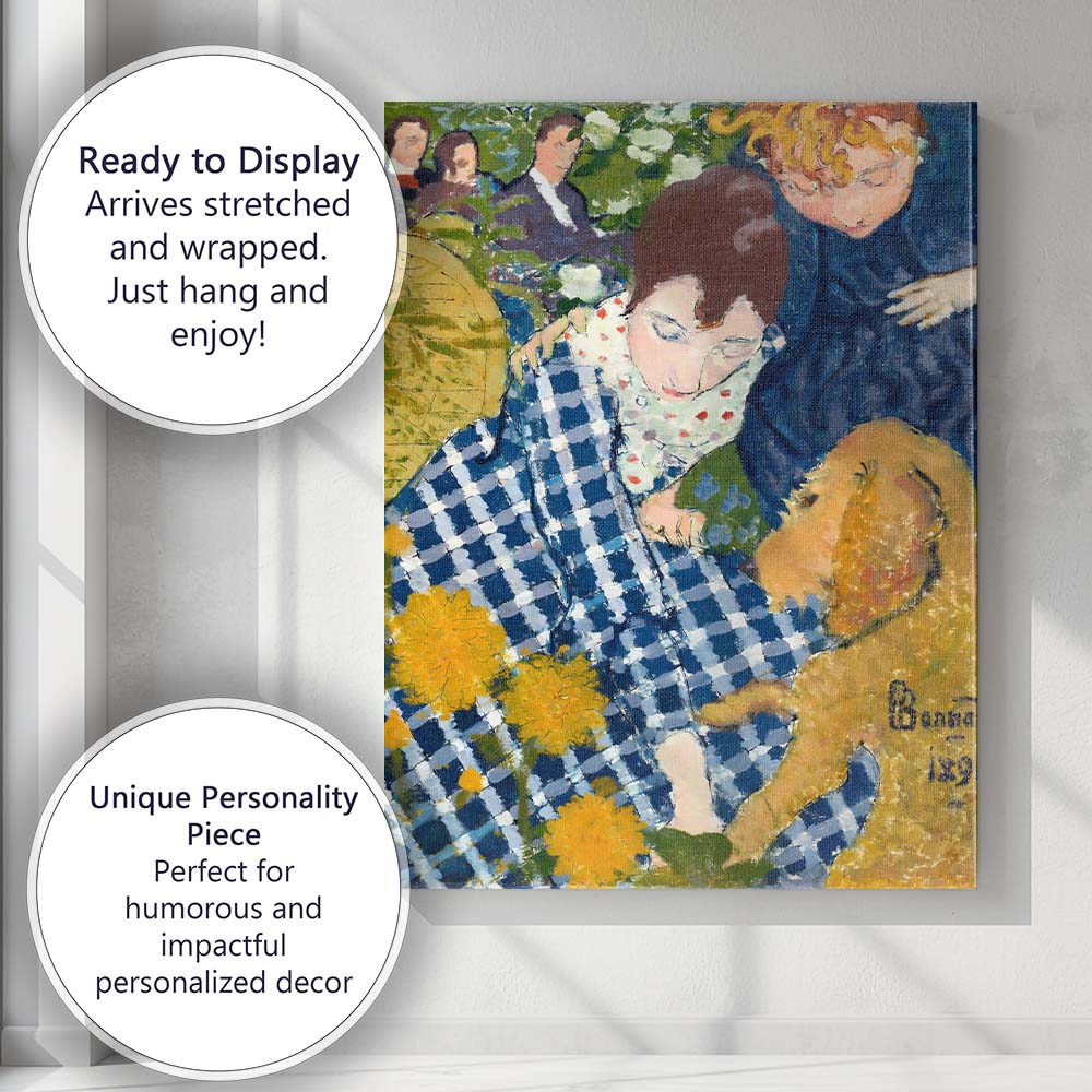Colourful Woman With Golden Dog Expressionist Portrait Canvas Wall Art Print Decor Picture Ready to Hang