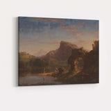 Classical Romantic Mountain Lake Ruins Landscape Painting Canvas Wall Art Print Decor Picture Ready to Hang