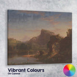 Classical Romantic Mountain Lake Ruins Landscape Painting Canvas Wall Art Print Decor Picture Ready to Hang