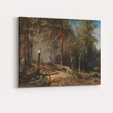 Forest Bridge With Horse Drawn Carriage Rustic Woodland Scene Canvas Wall Art Print Decor Picture Ready to Hang