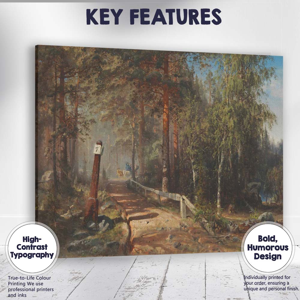 Forest Bridge With Horse Drawn Carriage Rustic Woodland Scene Canvas Wall Art Print Decor Picture Ready to Hang