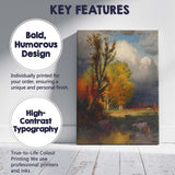 Dramatic Autumn Trees Stormy Sky Pastoral Landscape Canvas Wall Art Print Decor Picture Ready to Hang