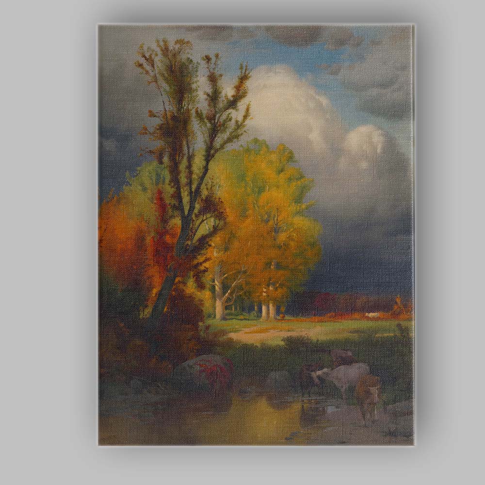 Dramatic Autumn Trees Stormy Sky Pastoral Landscape Canvas Wall Art Print Decor Picture Ready to Hang