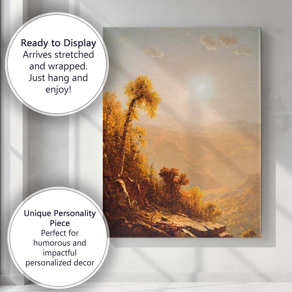 Autumn Mountain Valley Sunlit Panorama Landscape Canvas Wall Art Print Decor Picture Ready to Hang