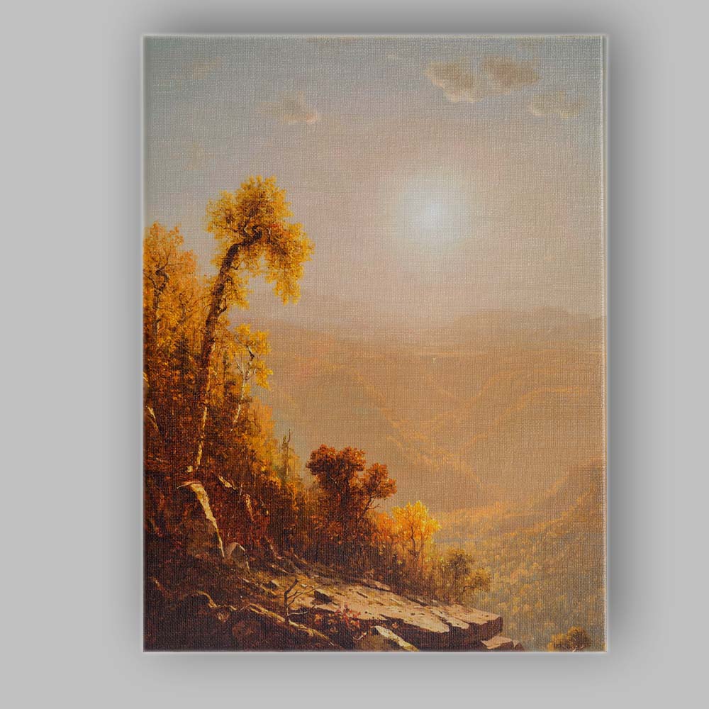 Autumn Mountain Valley Sunlit Panorama Landscape Canvas Wall Art Print Decor Picture Ready to Hang