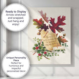 Victorian Autumn Oak Leaves Botanical Scroll Artwork Canvas Wall Art Print Decor Picture Ready to Hang