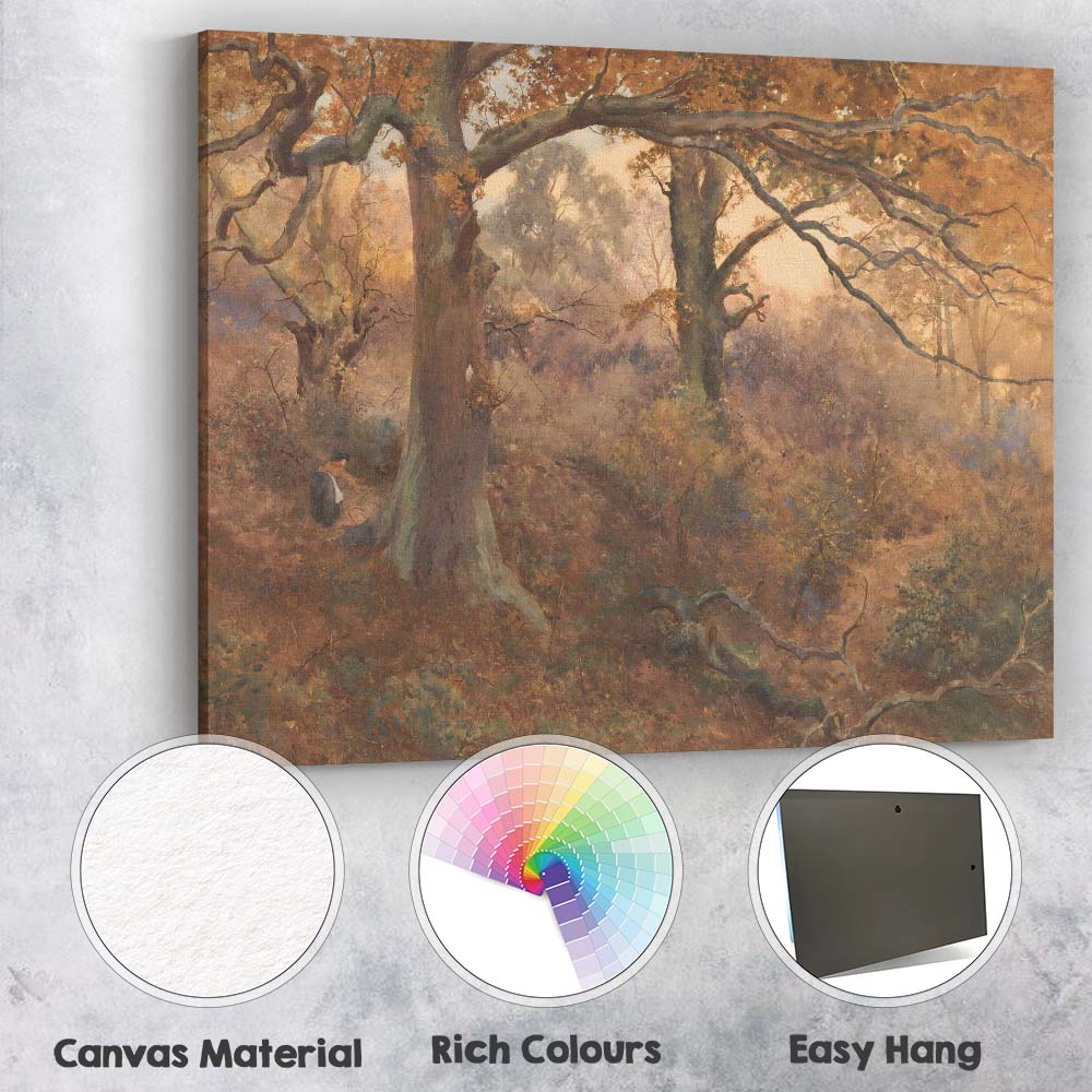 Enchanting Autumn Woodland Forest Impressionist Landscape Canvas Wall Art Print Decor Picture Ready to Hang