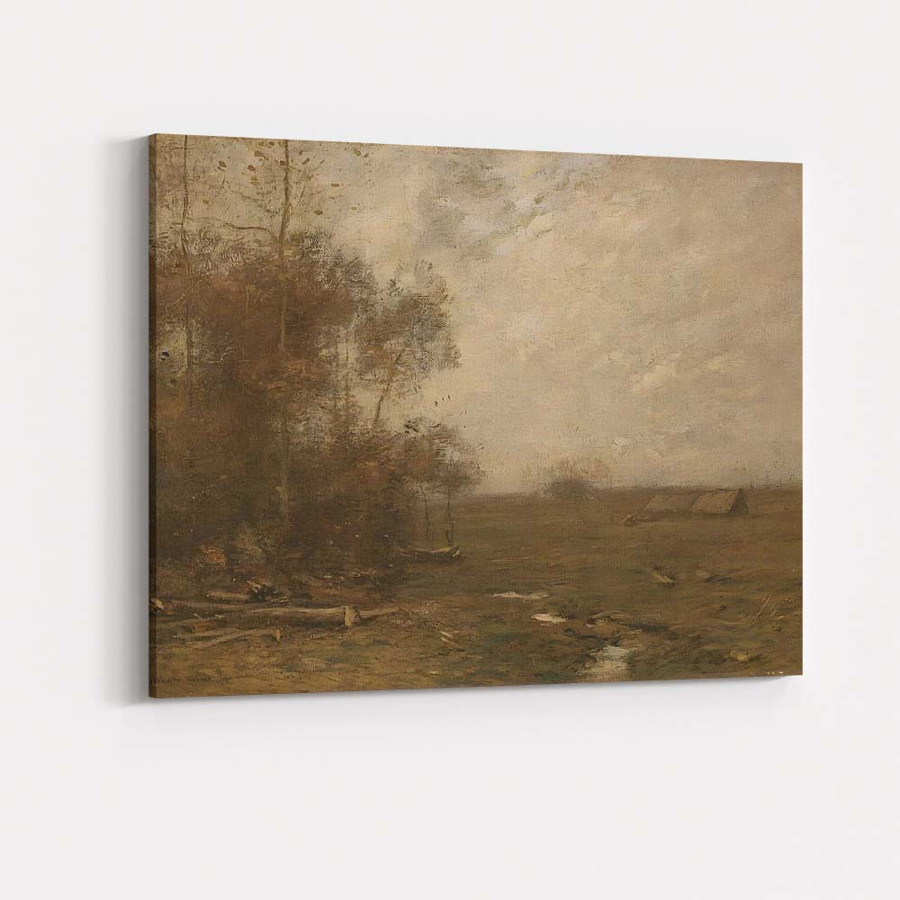 Moody Rural Wetland Landscape Tonal Oil Painting Canvas Wall Art Print Decor Picture Ready to Hang