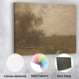 Moody Rural Wetland Landscape Tonal Oil Painting Canvas Wall Art Print Decor Picture Ready to Hang