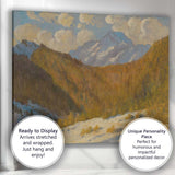 Autumn Mountain Valley Snow Peak Landscape Oil Painting Canvas Wall Art Print Decor Picture Ready to Hang