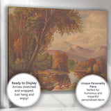 Romantic Lakeside Mountain Landscape With Figures Canvas Wall Art Print Decor Picture Ready to Hang
