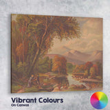 Romantic Lakeside Mountain Landscape With Figures Canvas Wall Art Print Decor Picture Ready to Hang