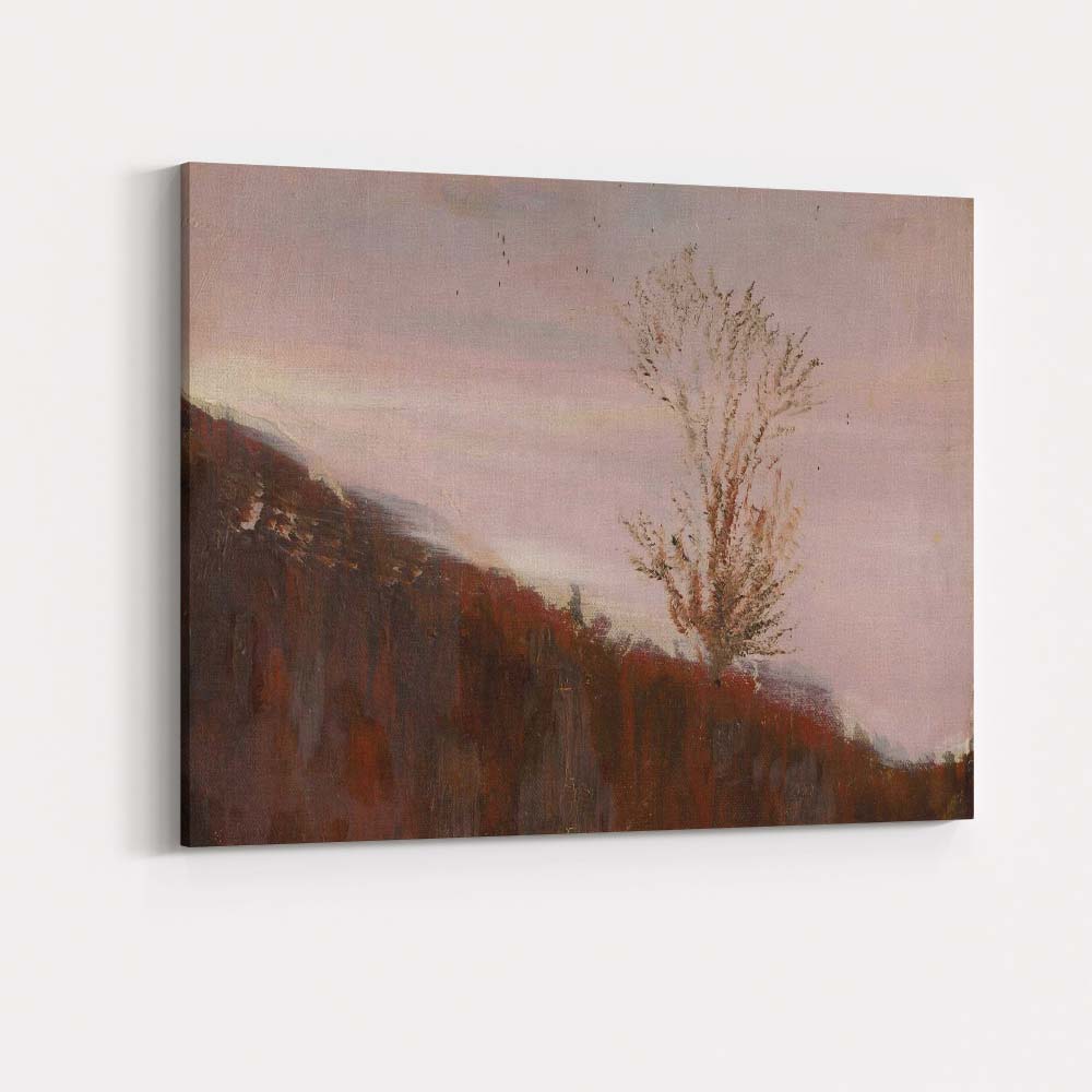 Minimalist Lone Tree On Hillside Contemporary Landscape Canvas Wall Art Print Decor Picture Ready to Hang