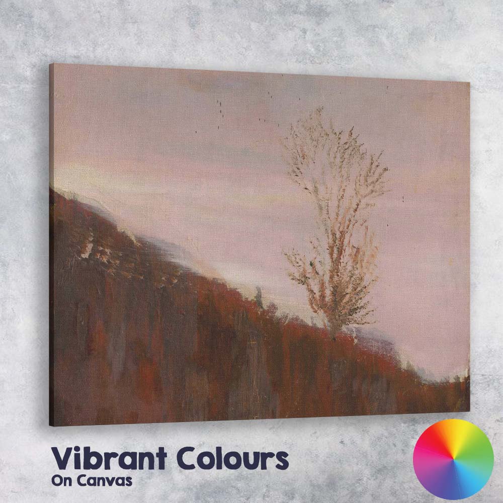 Minimalist Lone Tree On Hillside Contemporary Landscape Canvas Wall Art Print Decor Picture Ready to Hang