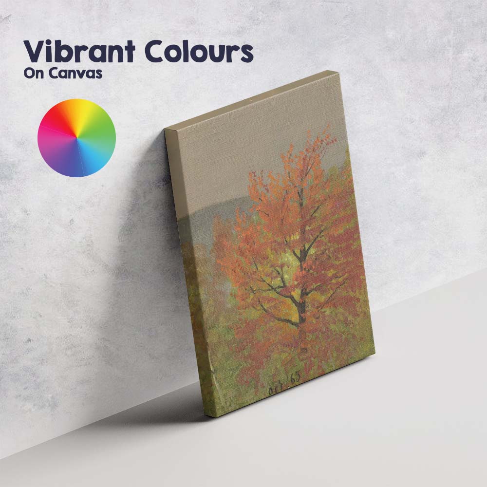 Vibrant Autumn Maple Tree Seasonal Landscape Painting Canvas Wall Art Print Decor Picture Ready to Hang