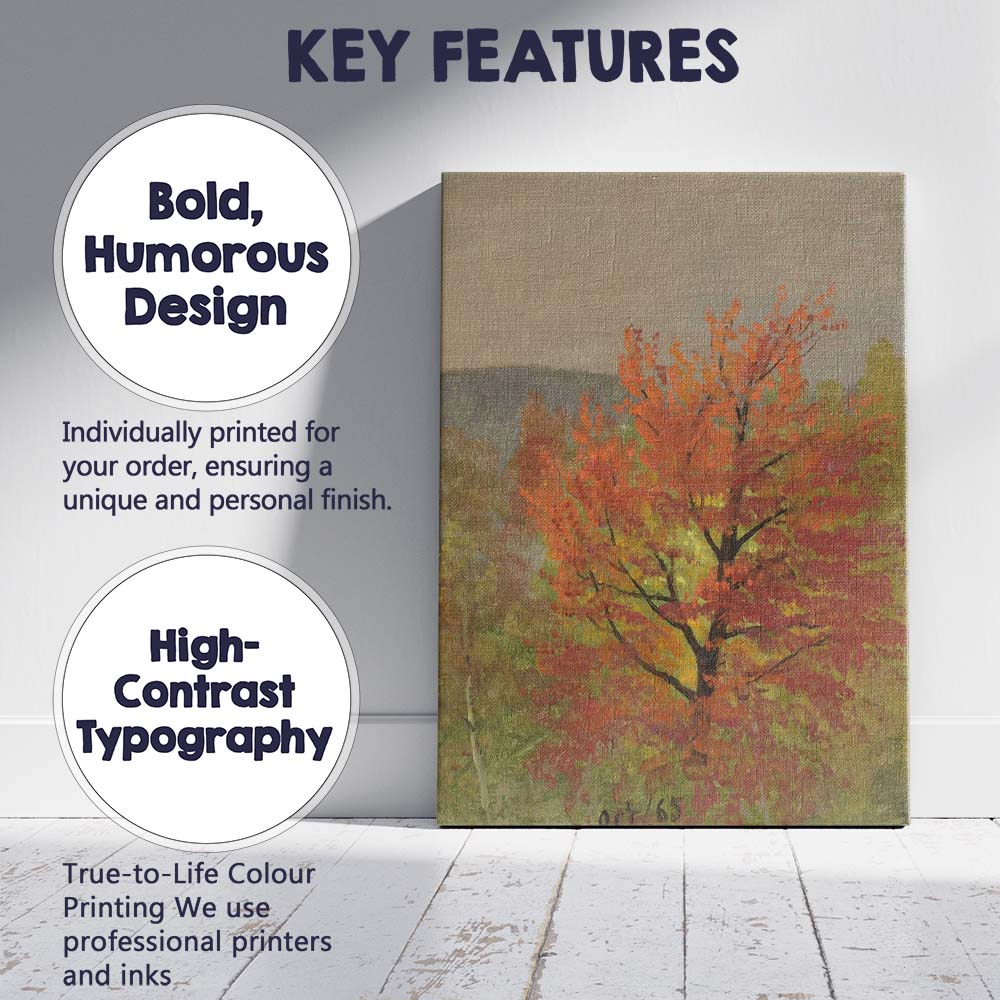 Vibrant Autumn Maple Tree Seasonal Landscape Painting Canvas Wall Art Print Decor Picture Ready to Hang