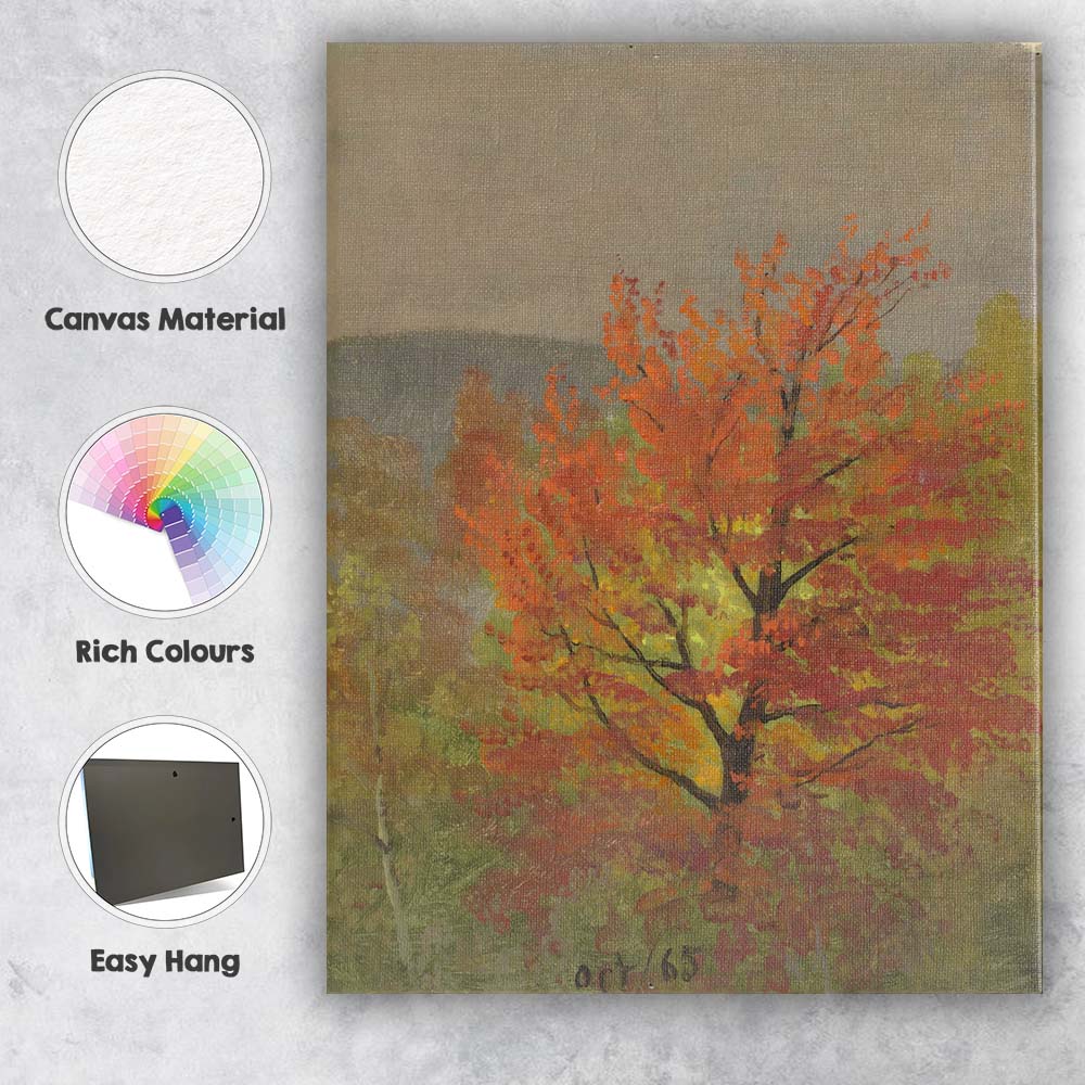 Vibrant Autumn Maple Tree Seasonal Landscape Painting Canvas Wall Art Print Decor Picture Ready to Hang