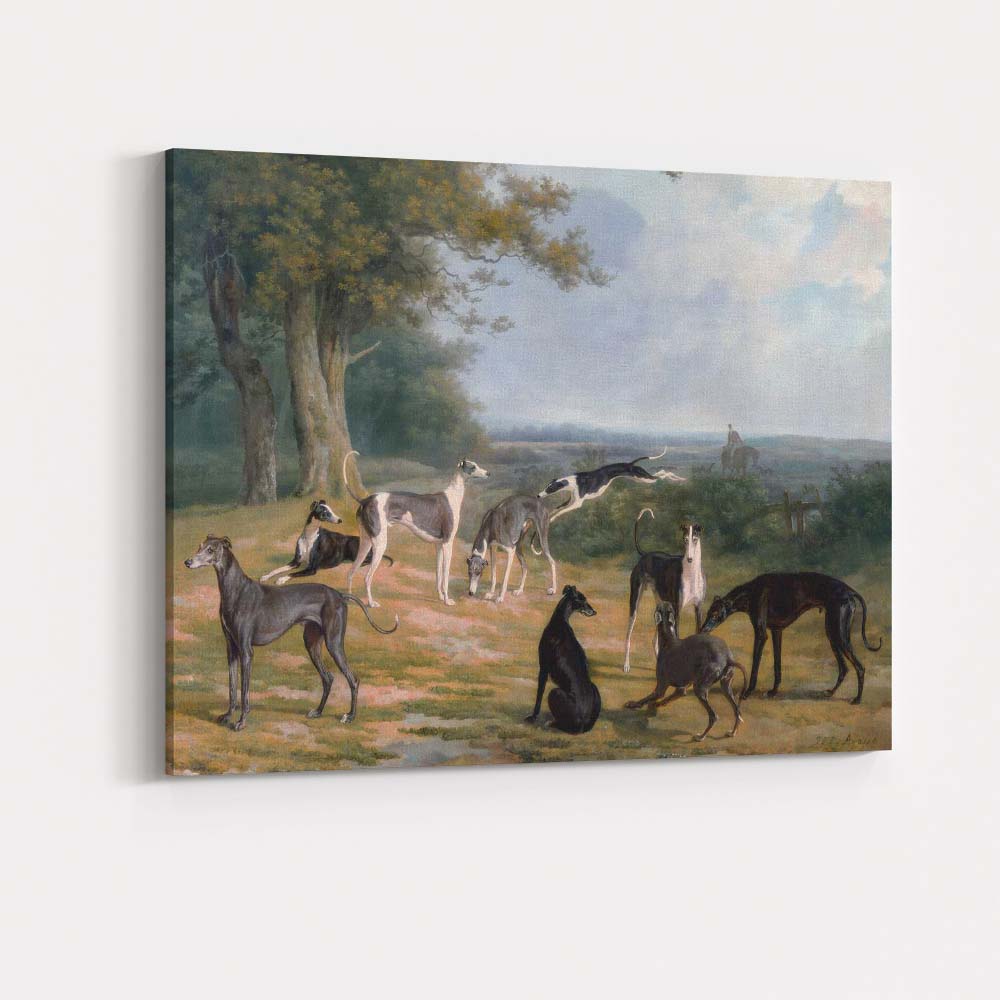 Traditional Greyhound Dogs in Country Estate Landscape Canvas Wall Art Print Decor Picture Ready to Hang