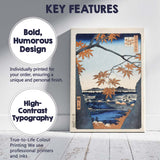Japanese Autumn Maple Landscape Woodblock Print Scenic Lake View Canvas Wall Art Print Decor Picture Ready to Hang